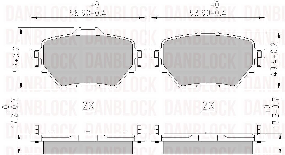 Sada brzdových platničiek kotúčovej brzdy DANBLOCK